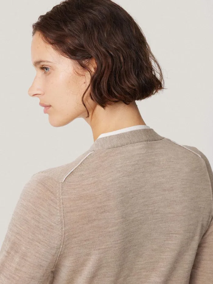 Merino Double Front Cardigan Stone Women Jigsaw Knitwear and Cashmere