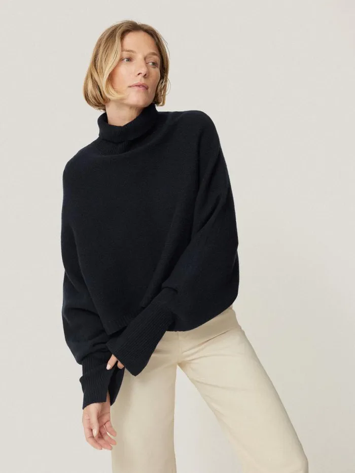 Merino Poncho Jumper Navy Women Jigsaw Knitwear and Cashmere