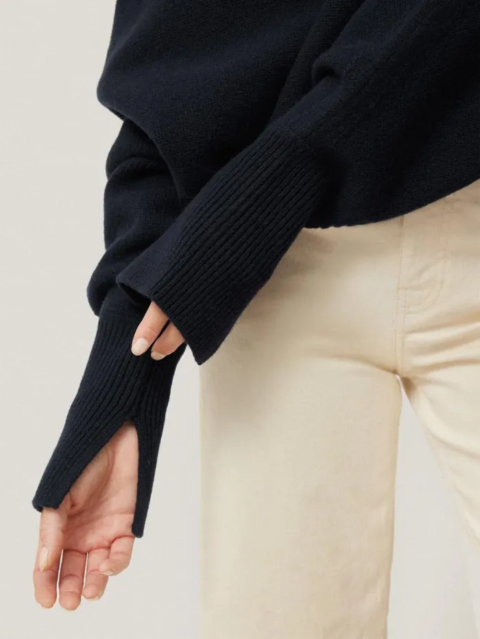 Merino Poncho Jumper Navy Women Jigsaw Knitwear and Cashmere