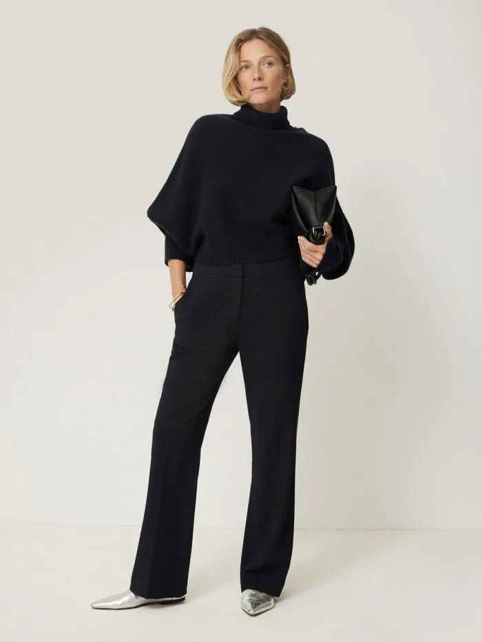 Merino Poncho Jumper Navy Women Jigsaw Knitwear and Cashmere