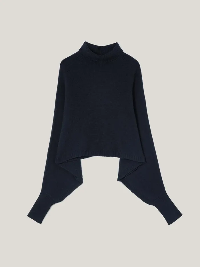 Merino Poncho Jumper Navy Women Jigsaw Knitwear and Cashmere