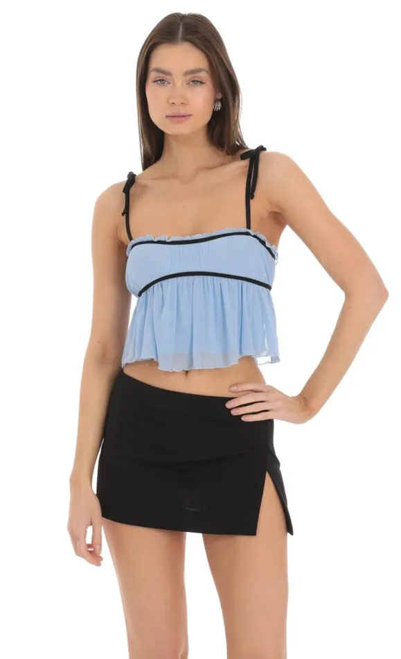 Mesh Babydoll Top Blue Women LUCY IN THE SKY Tops