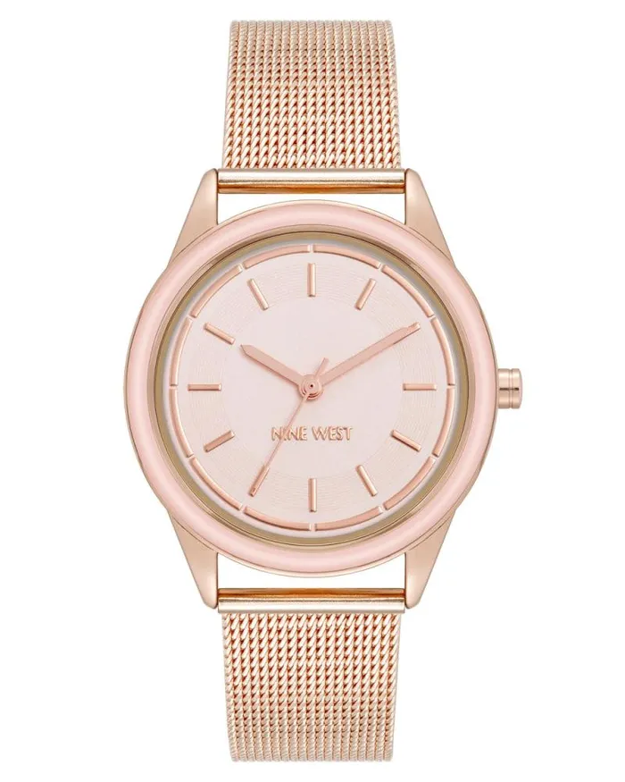 Mesh Bracelet Watch With Color Bezel Pinkrose Gold Women Nine West Straps