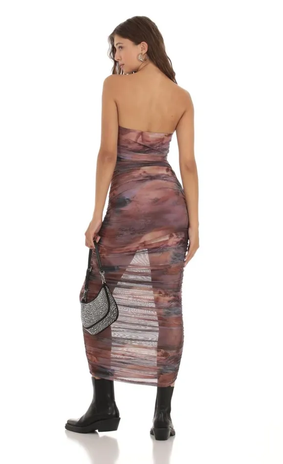 Mesh Print Dress Purple Blush Women LUCY IN THE SKY Maxi Dresses Mesh Print Dress Purple Blush Women LUCY IN THE SKY Maxi Dresses