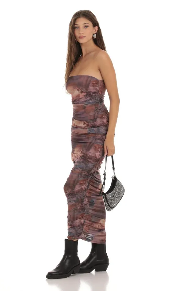 Mesh Print Dress Purple Blush Women LUCY IN THE SKY Maxi Dresses Mesh Print Dress Purple Blush Women LUCY IN THE SKY Maxi Dresses