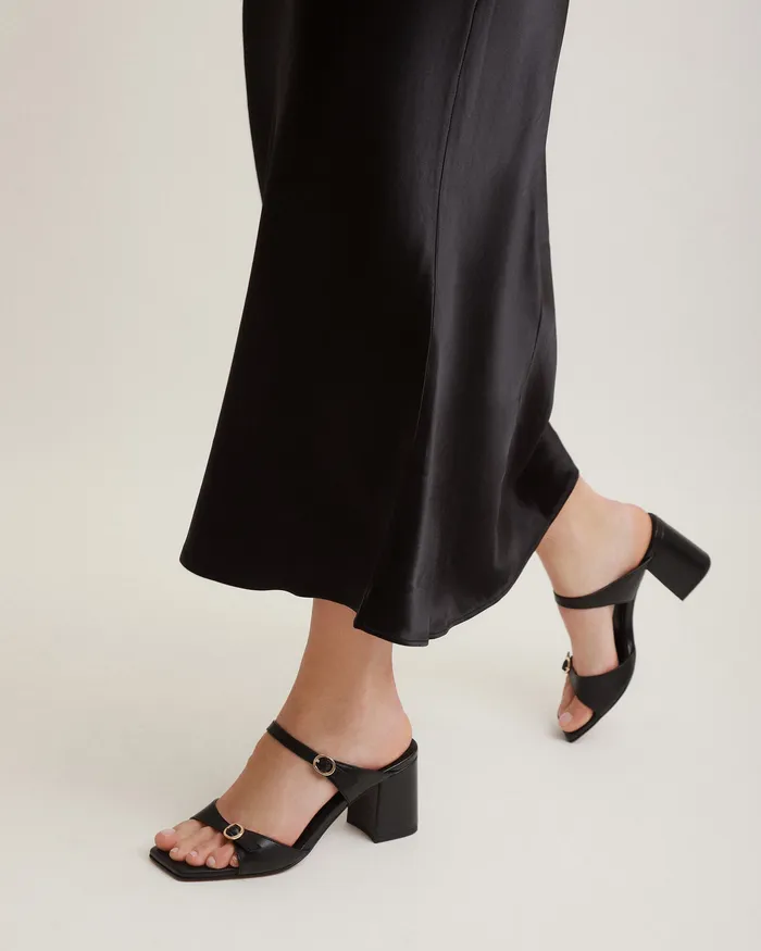 MID HEELS jomercer Women Spencer mid heel sandals black leather MID HEELS jomercer Women Spencer mid heel sandals black leather