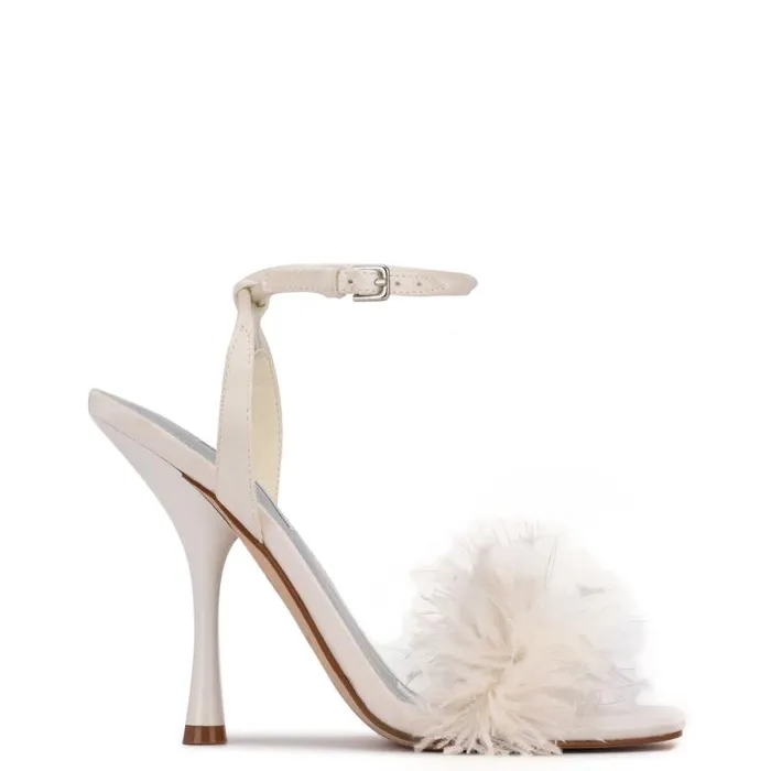 Milano Heeled Sandals Ivory Satin Women Nine West Sandals