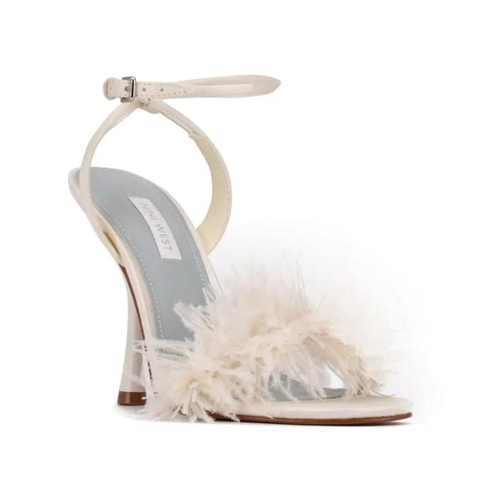 Milano Heeled Sandals Ivory Satin Women Nine West Sandals Milano Heeled Sandals Ivory Satin Women Nine West Sandals