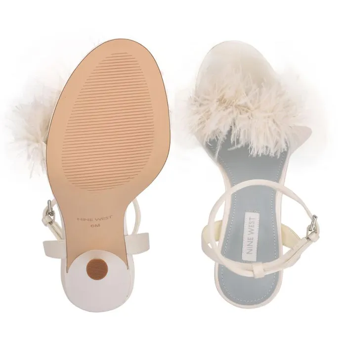 Milano Heeled Sandals Ivory Satin Women Nine West Sandals Milano Heeled Sandals Ivory Satin Women Nine West Sandals