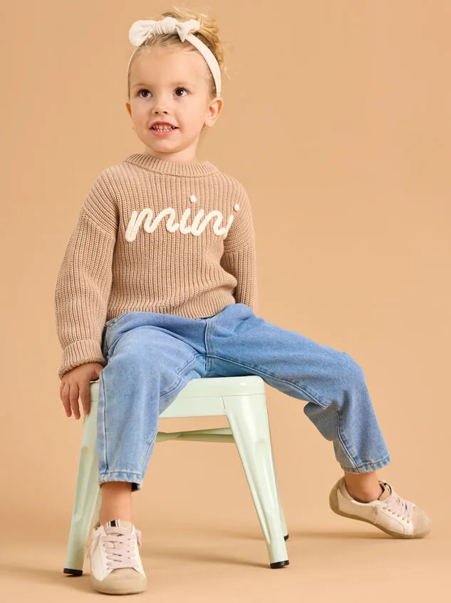 Mini Embroidered Sweater Taupe Girl Altar039d State Tops