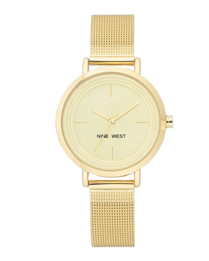 Minimalist Mesh Bracelet Watch Goldtone Women Nine West Straps