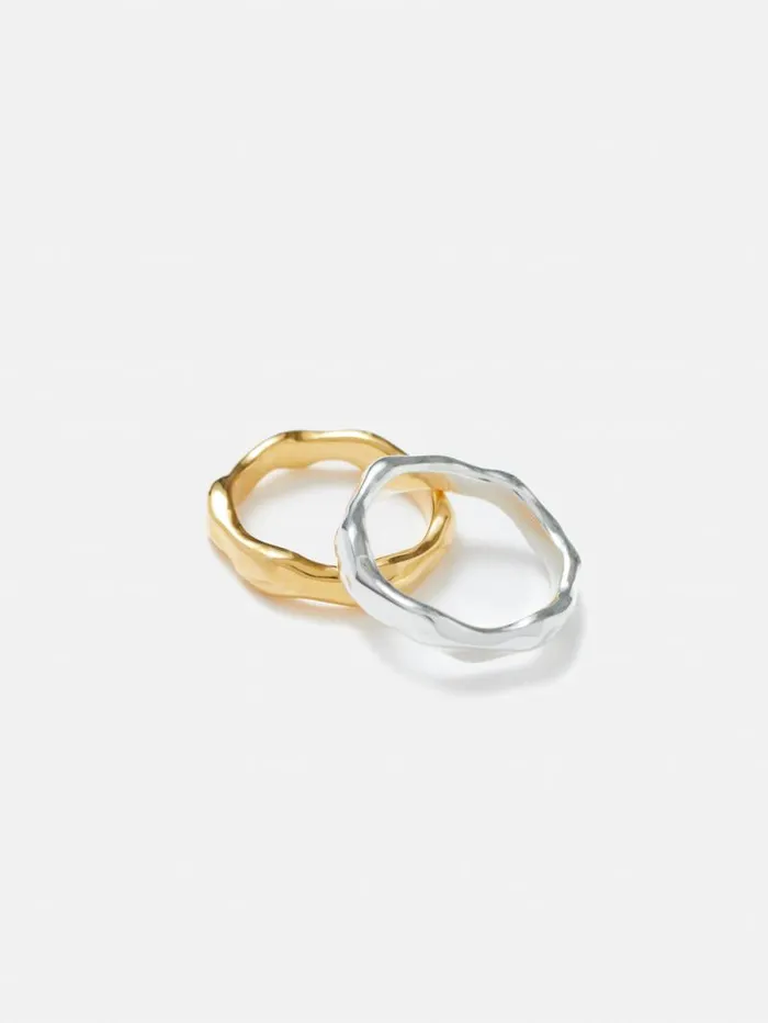 Mixed Metal Ring Set Gold Women Jigsaw Jewellery