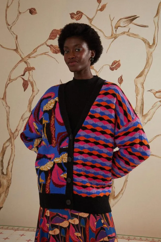 Mixed Mushrooms Knit Cardigan Women FARM Rio Cardigans