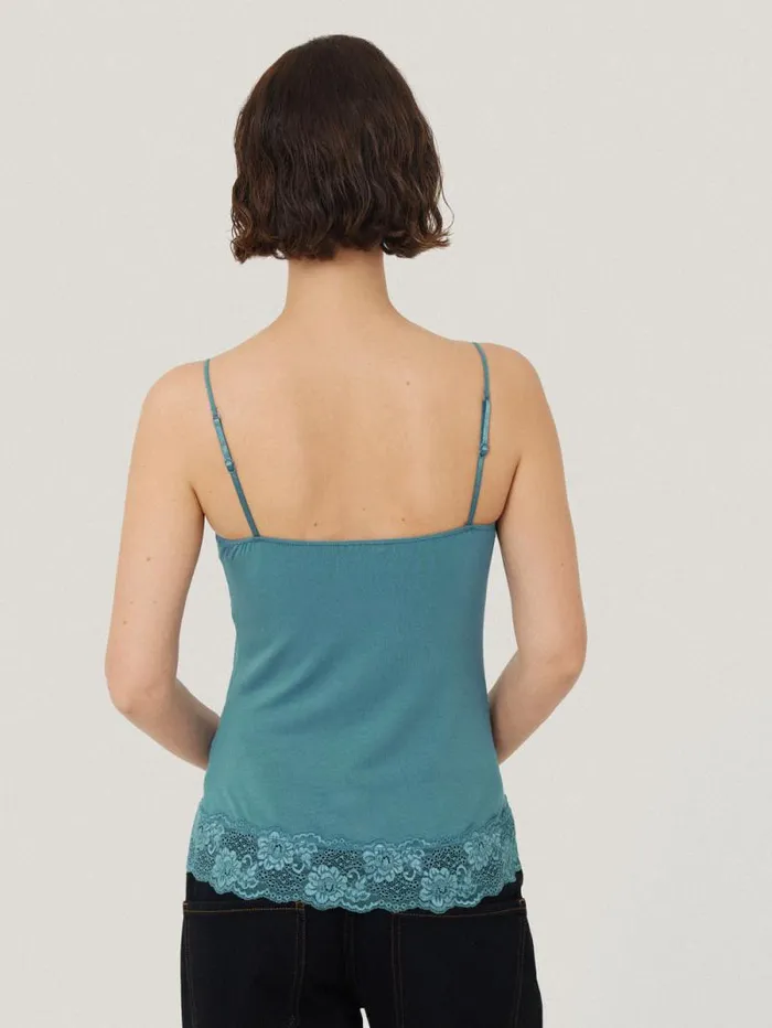 Modal Lace Vest Deep Water Women Jigsaw Shirts and Tops