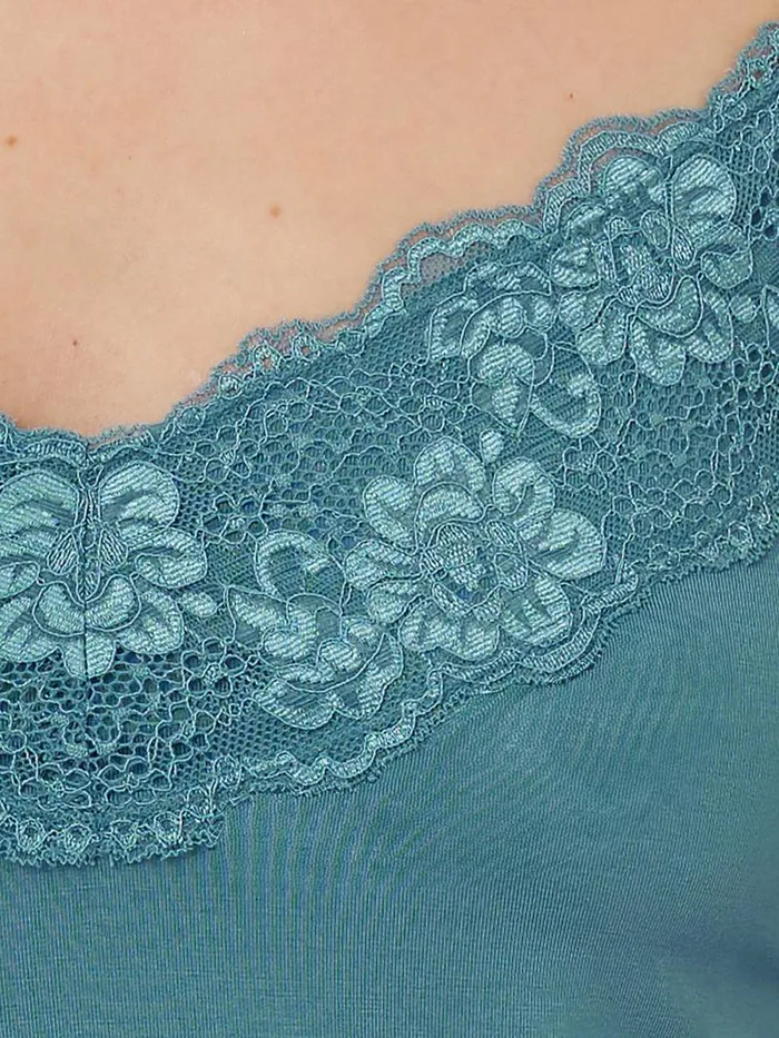 Modal Lace Vest Deep Water Women Jigsaw Shirts and Tops