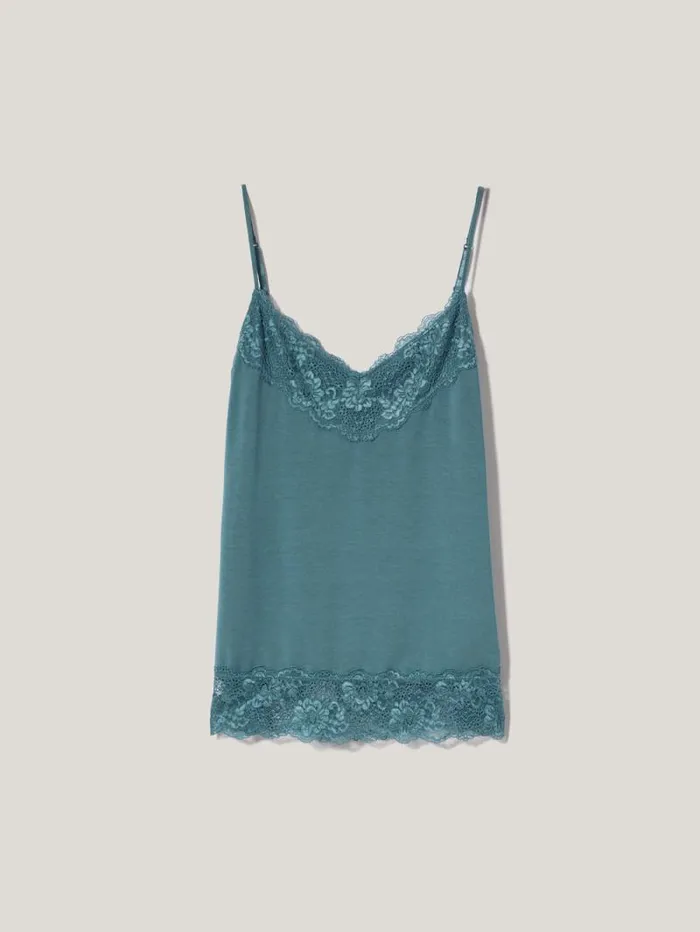 Modal Lace Vest Deep Water Women Jigsaw Shirts and Tops