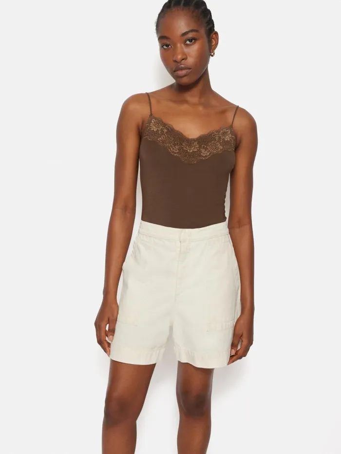 Modal Lace Vest Ganache Women Jigsaw Shirts and Tops