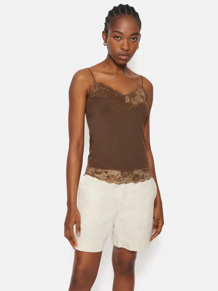 Modal Lace Vest Ganache Women Jigsaw Shirts and Tops