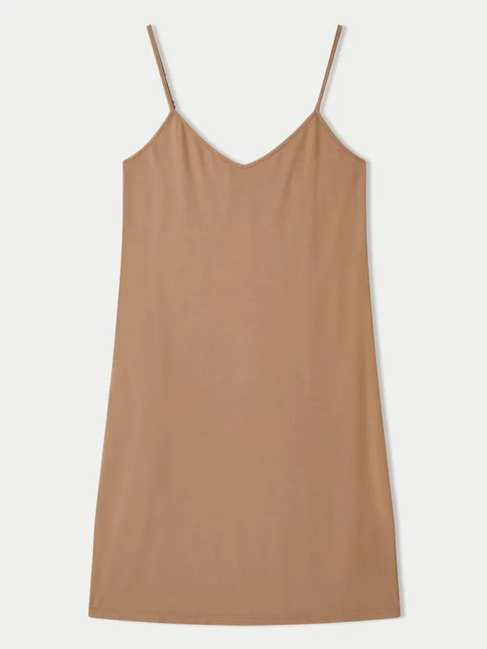 Modal Slip Dress Coffee Women Jigsaw Dresses and Jumpsuits