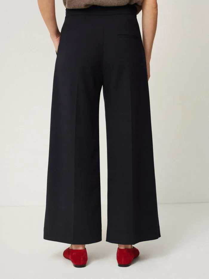 Modern Crepe Sailor Trouser Navy Women Jigsaw Suits and Tailoring