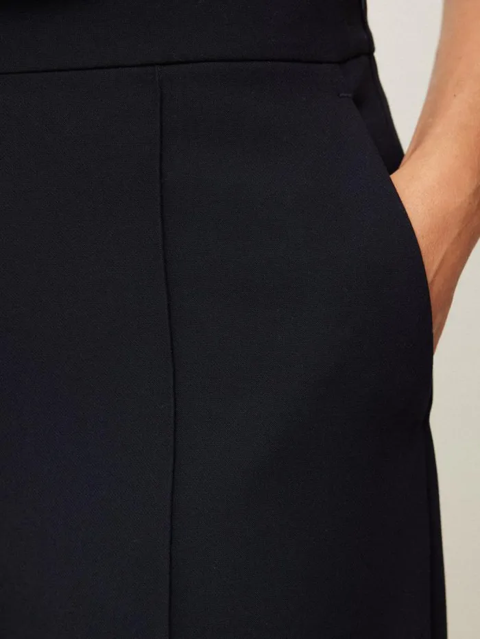 Modern Crepe Sailor Trouser Navy Women Jigsaw Suits and Tailoring