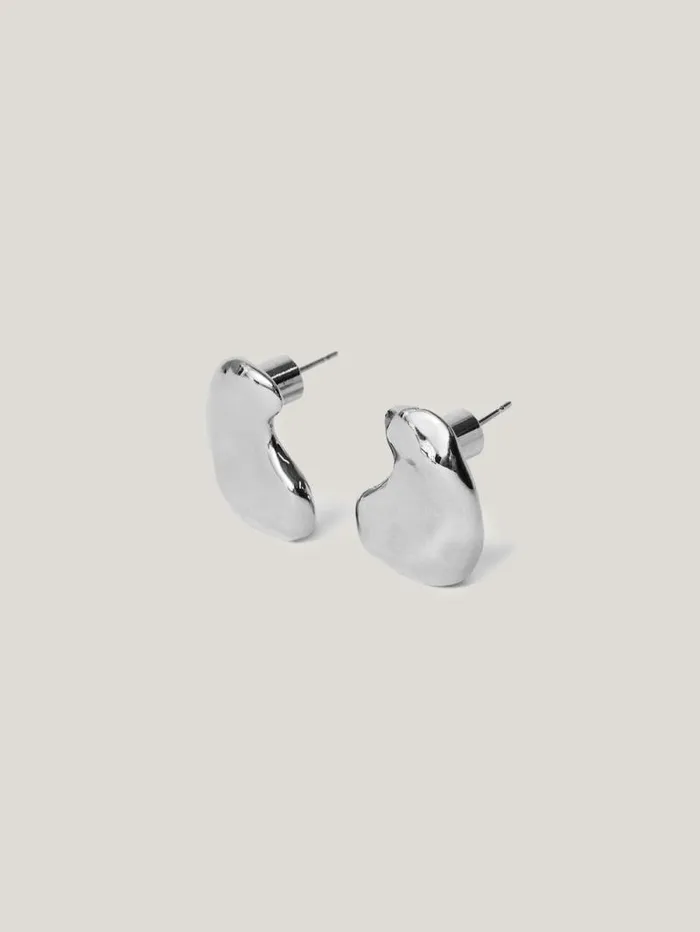 Molten Stud Earring Silver Women Jigsaw Jewellery