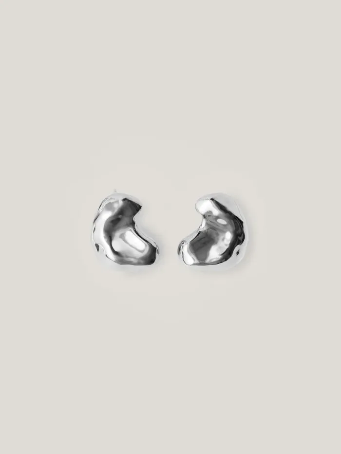 Molten Stud Earring Silver Women Jigsaw Party