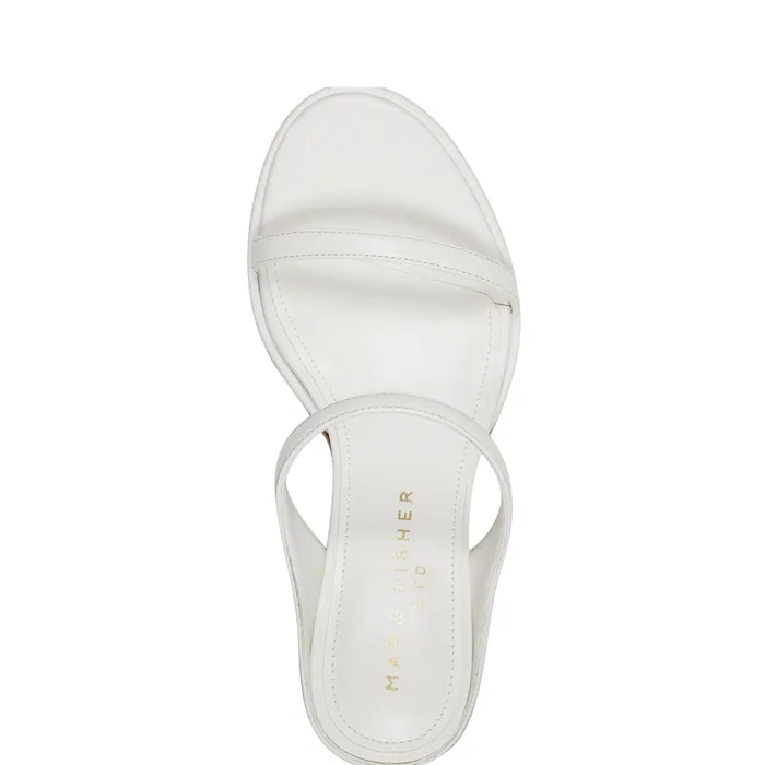 Mules and Slides Alonde Heeled Slide Sandal Chic Cream Leather 8211 Marc Fisher Women
