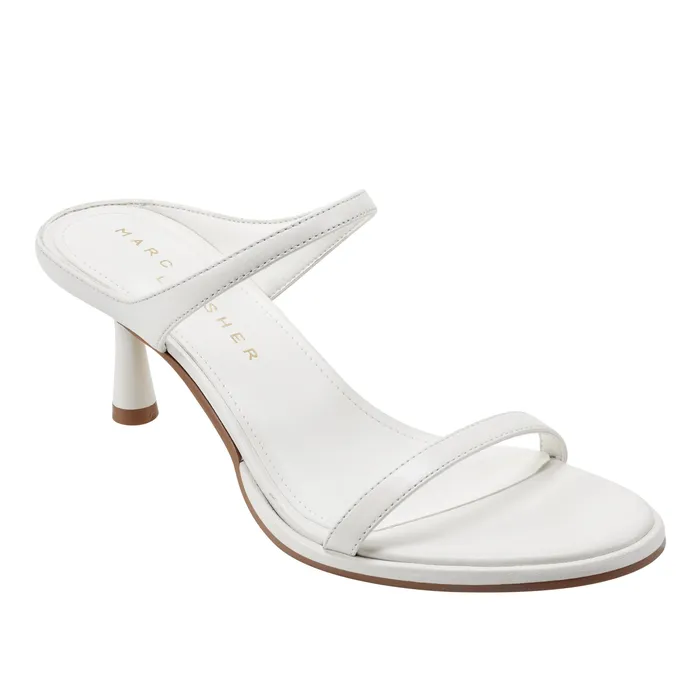 Mules and Slides Alonde Heeled Slide Sandal Chic Cream Leather 8211 Marc Fisher Women