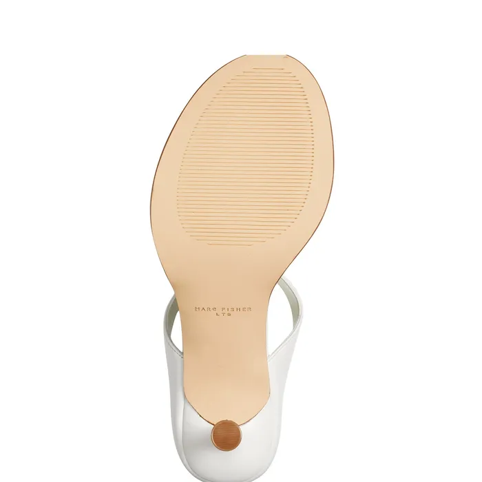 Mules and Slides Alonde Heeled Slide Sandal Chic Cream Leather 8211 Marc Fisher Women