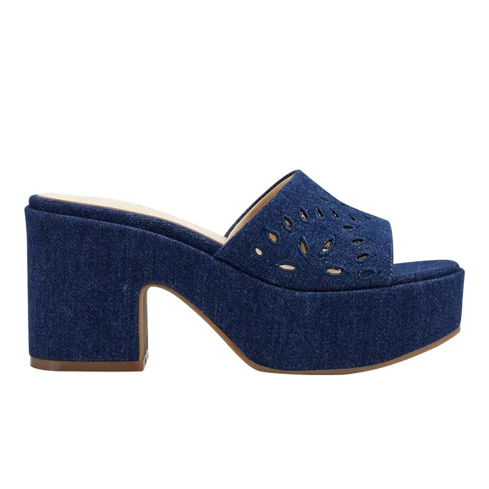 Mules and Slides Marc Fisher Women Foreva Platform Slide Sandal Denim