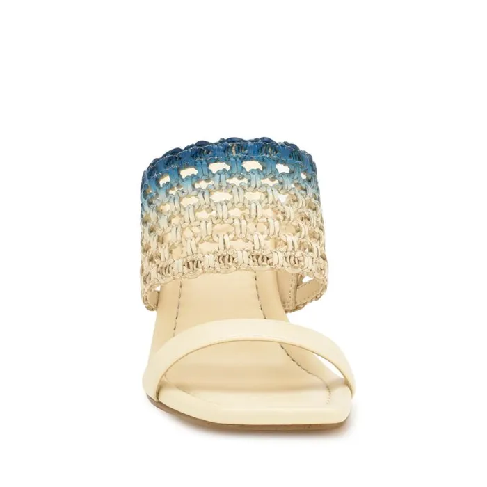 Mylas Heeled Slide Sandals Cream Blue Ombre Women Nine West Heels Mylas Heeled Slide Sandals Cream Blue Ombre Women Nine West Heels