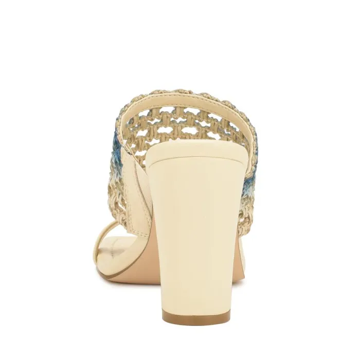Mylas Heeled Slide Sandals Cream Blue Ombre Women Nine West Heels Mylas Heeled Slide Sandals Cream Blue Ombre Women Nine West Heels