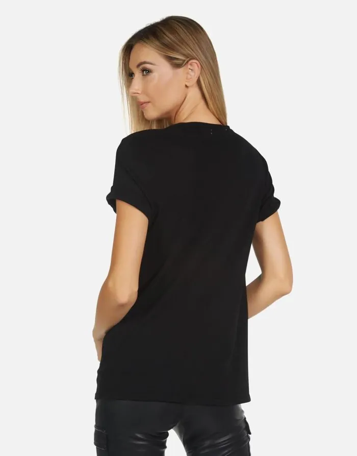 Myra X Def Leppard Pyromania Black Women Lauren Moshi Short Sleeve