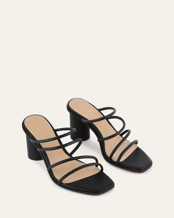 Naomi mid heel sandals black leather MID SANDALS jomercer Women Naomi mid heel sandals black leather MID SANDALS jomercer Women