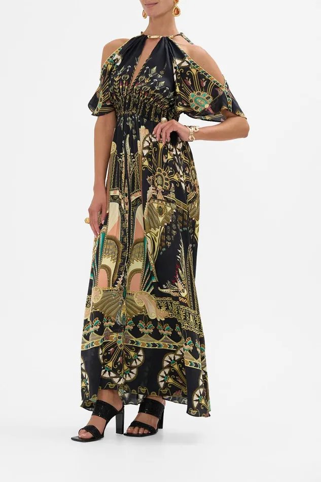 NECK PIECE SHIRRED WAIST LONG DRESS THEY CALLED HER NEFERTARI They Called Her Nefertari Womens Camilla Dresses
