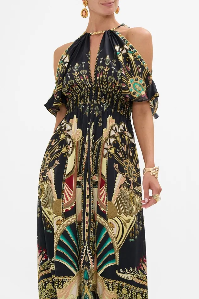 NECK PIECE SHIRRED WAIST LONG DRESS THEY CALLED HER NEFERTARI They Called Her Nefertari Womens Camilla Dresses