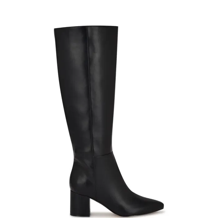 Netion Knee High Boots Black Smooth Women Nine West Boots and Booties