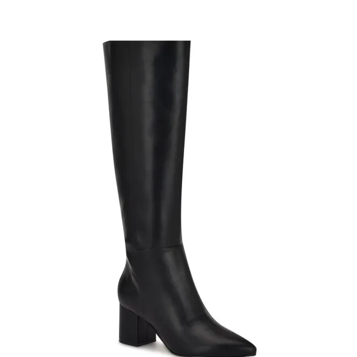 Netion Knee High Boots Black Smooth Women Nine West Boots and Booties Netion Knee High Boots Black Smooth Women Nine West Boots and Booties