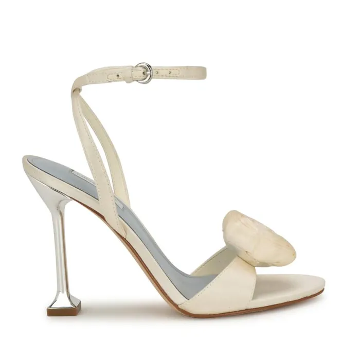 Neve Rosette Ankle Strap Sandals Ivory Women Nine West Sandals