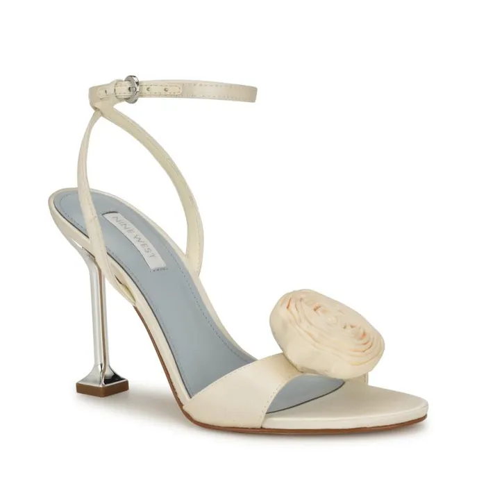 Neve Rosette Ankle Strap Sandals Ivory Women Nine West Sandals Neve Rosette Ankle Strap Sandals Ivory Women Nine West Sandals