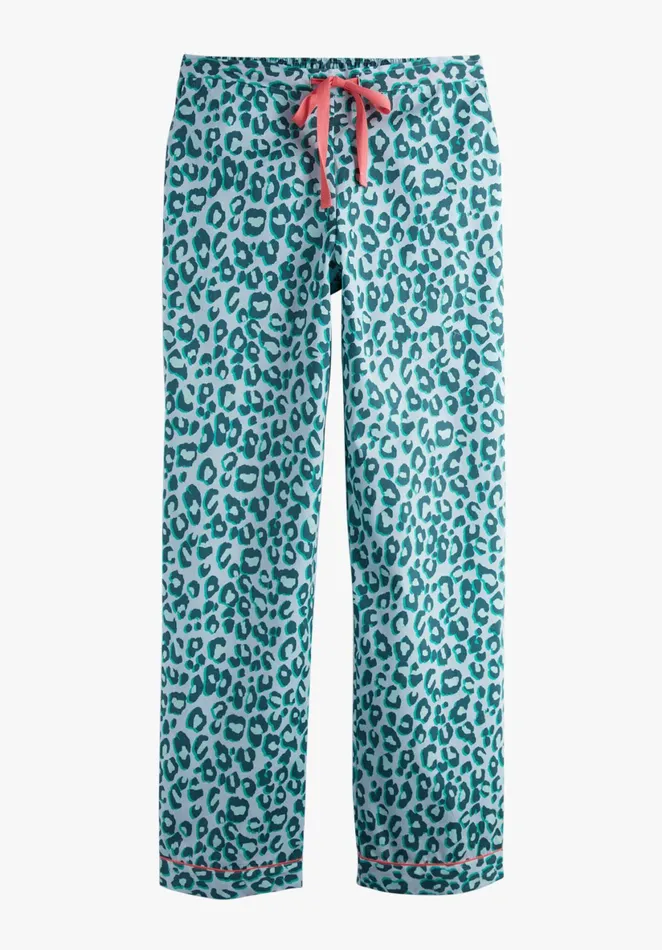 Nightwear Women Hush Isla Cotton Pyjama Trousers Leopard Shadow Bluegreen