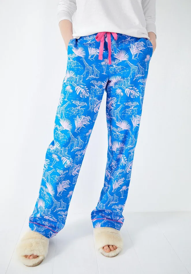 Nightwear Women Hush Isla Cotton Pyjama Trousers Savanna Sunset Bluepink