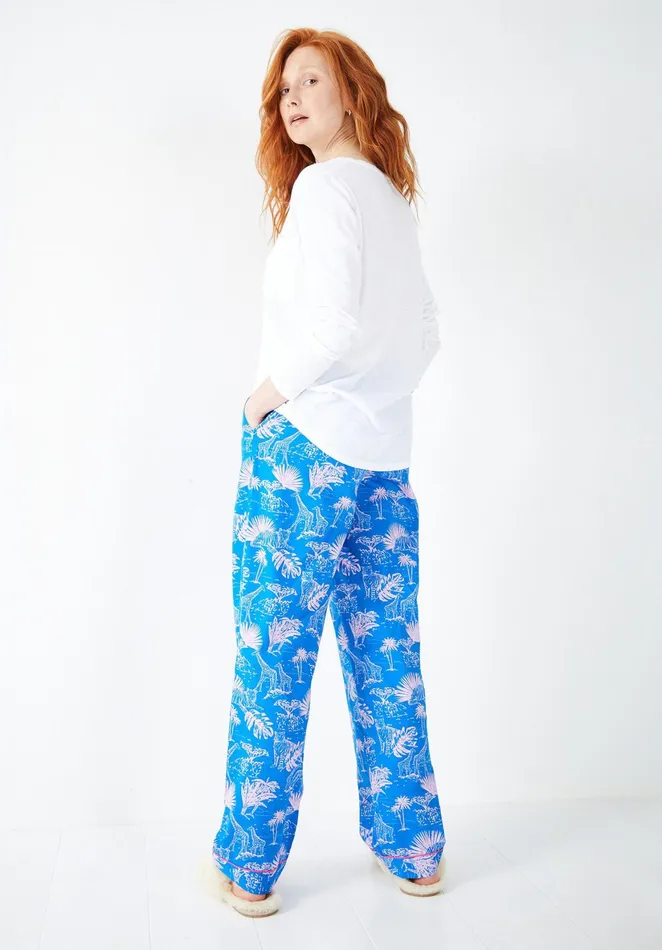 Nightwear Women Hush Isla Cotton Pyjama Trousers Savanna Sunset Bluepink