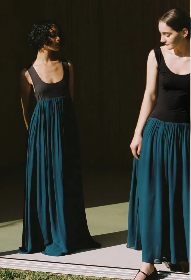 Ninette Navy Chiffon And Jersey Maxi Dress Women Ciao Lucia Evening Dresses