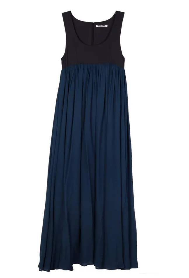 Ninette Navy Chiffon And Jersey Maxi Dress Women Ciao Lucia Evening Dresses