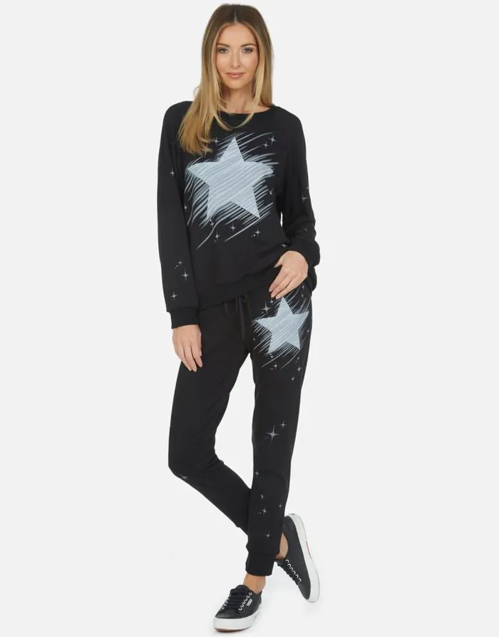 Noleta Sparkle Star Black Women Lauren Moshi Long Sleeve