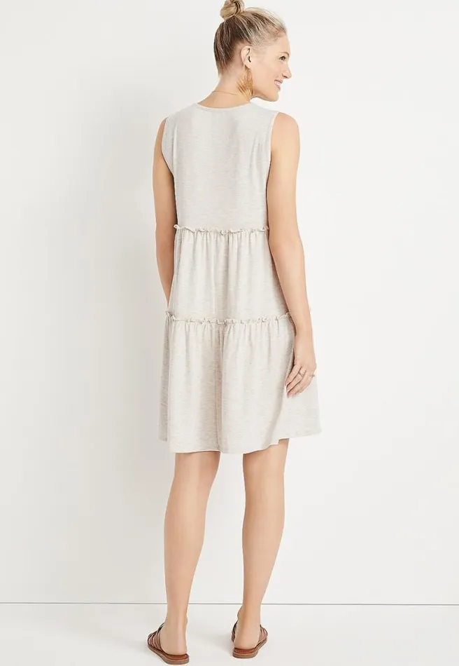 Oatmeal V Neck Babydoll Mini Dress Women Maurices Dresses and Jumpsuits