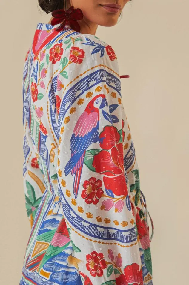 OffWhite Flowers Beach Mini Dress Women FARM Rio Mini Dresses