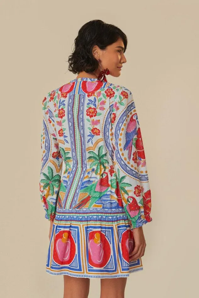 OffWhite Flowers Beach Mini Dress Women FARM Rio Mini Dresses